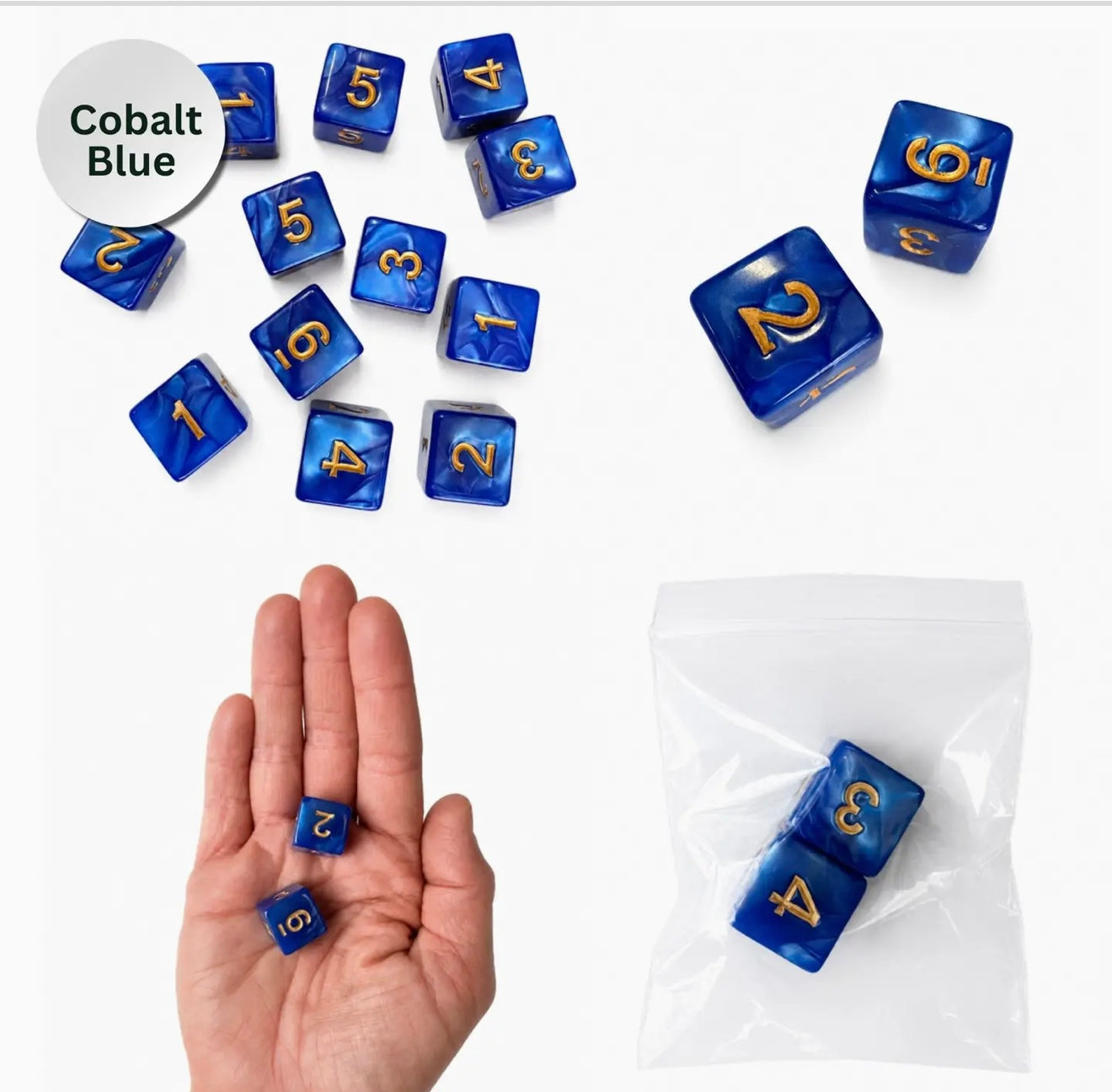 Pearl Dice: Cobalt Blue