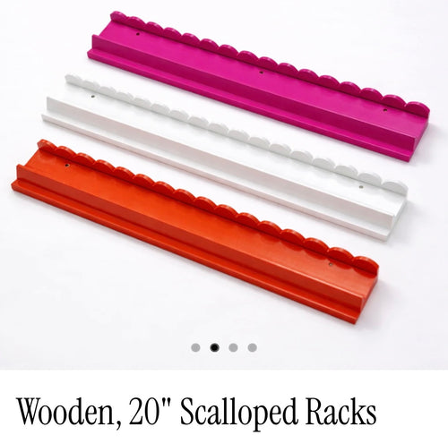 A Beautiful Line Wooden Racks and pushers.