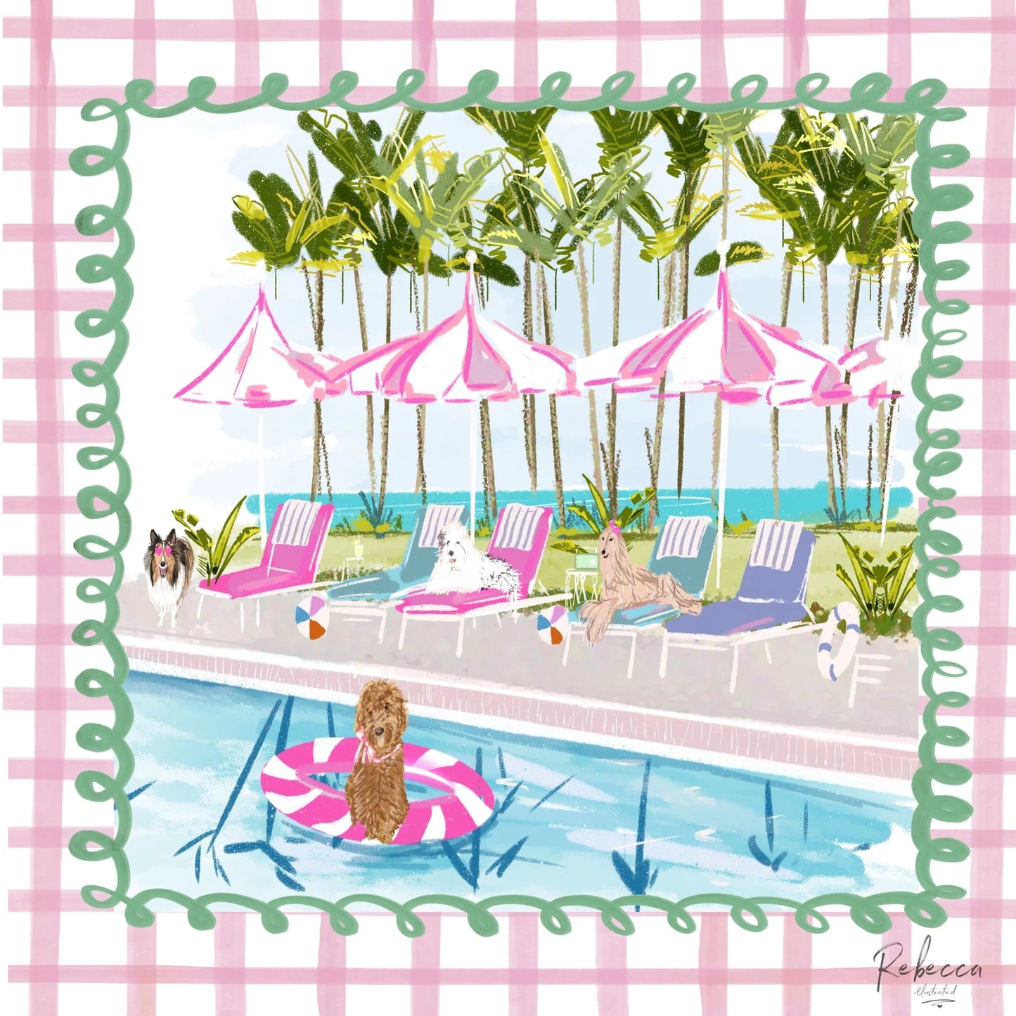 Rebecca Illustrated Pool Pawty Mat